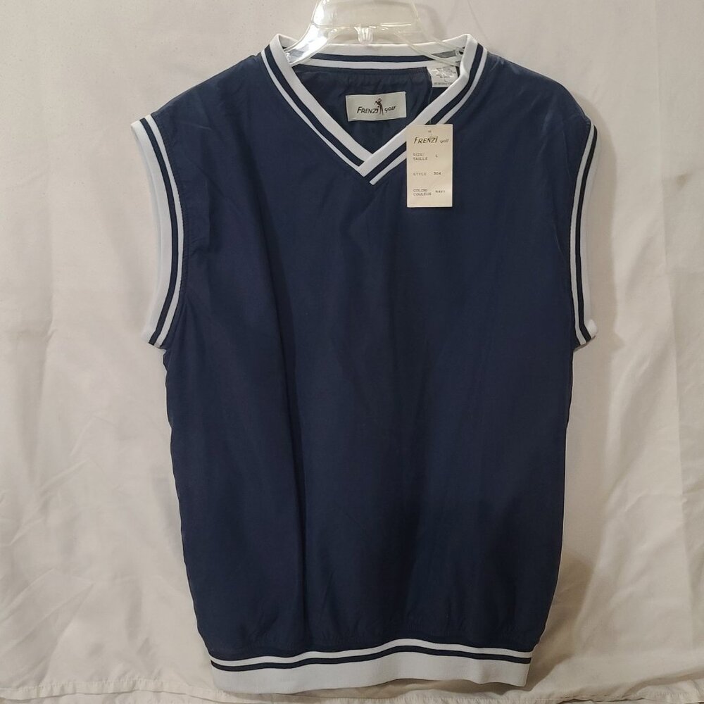 Frenzi Golf Vest Adult Large Navy Blue Water Resistant Pullover Performance Gear